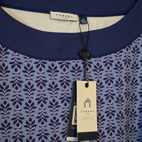 Cabana Life XL Blue Floral Print 3/4 Sleeve Dress with Pocket New - Picture 3 of 8